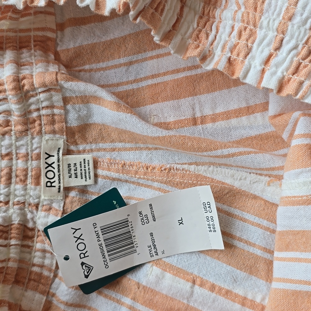 Roxy Oceanside YD Pants Camel Sandy Stripe- XL - Picture 4 of 7